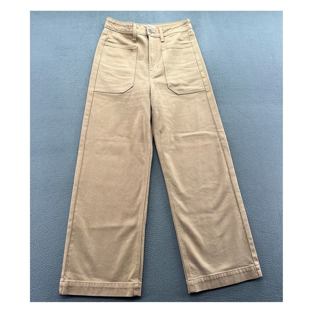 JBD Pants Womens 27 Chino Tan High Waisted Wide Leg Patch Pocket Utility